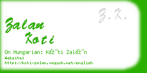 zalan koti business card